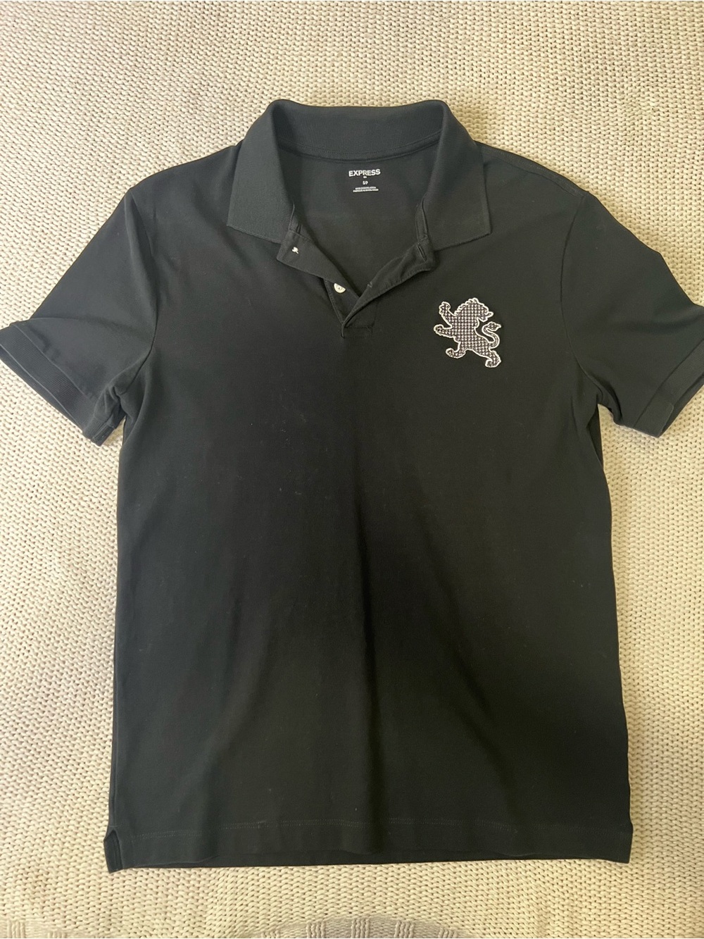 Express Black Men’s Polo with Embroidered Crest